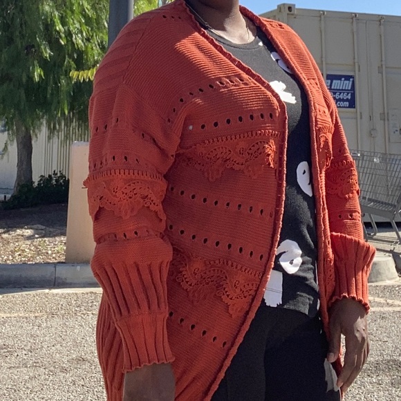 White Birch Women’s Fall Red Cardigan Sweater Size L/XL–Cozy Fall Layering Piece - Picture 5 of 14